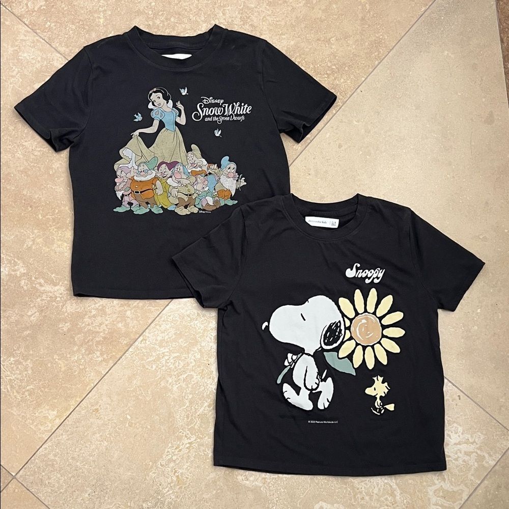 Abercrombie Black Kids Tees with Snow White and Snoopy